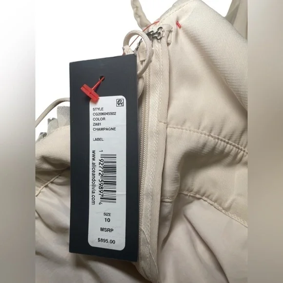 Alice + Olivia Carisa Champagne Grecian Gown Dress Size 10 NWT - Picture 9 of 11